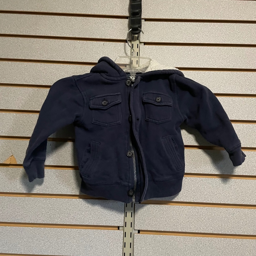 OshKosh B'gosh Toddler Boys Sz 3 Navy Blue Sherpa Lined Hooded Jacket